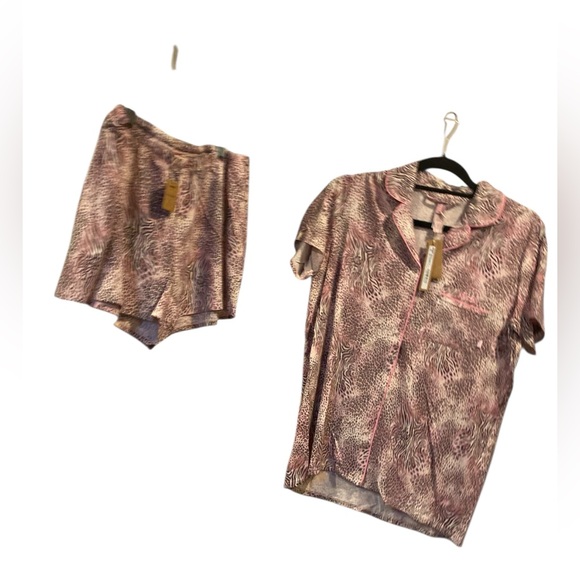 NWT SKIMS short sleeve sleep set BLOOM MINI MULTI ANIMAL Size S
